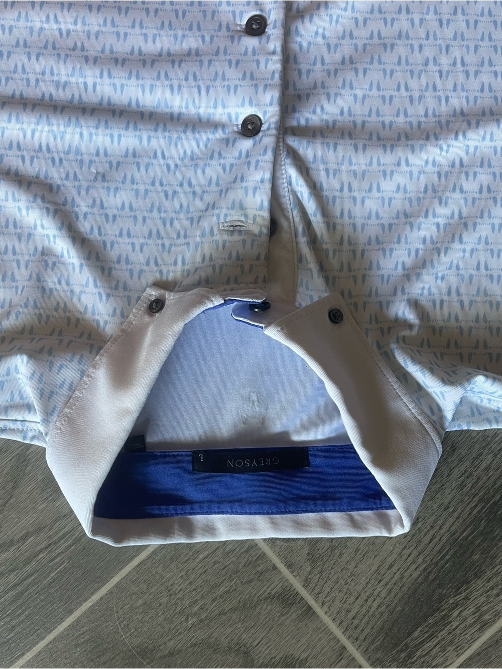 Greyson Light Gray Patterned Polo Shirt - Picture 2 of 4